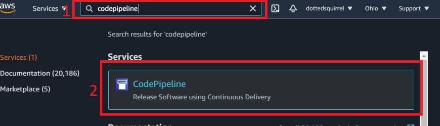 Select CodePipeline