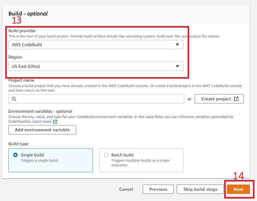 Selecting the location of your build and confirming it by selecting ‘Next’