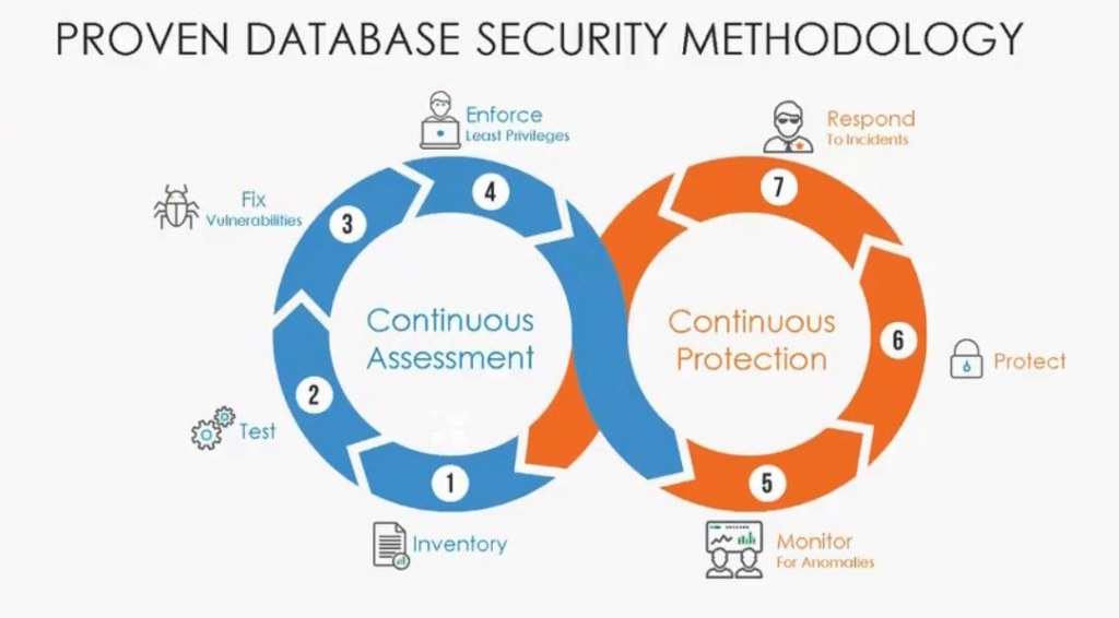 the intertwined security achieved through continuous assessment and continuous protection in databases