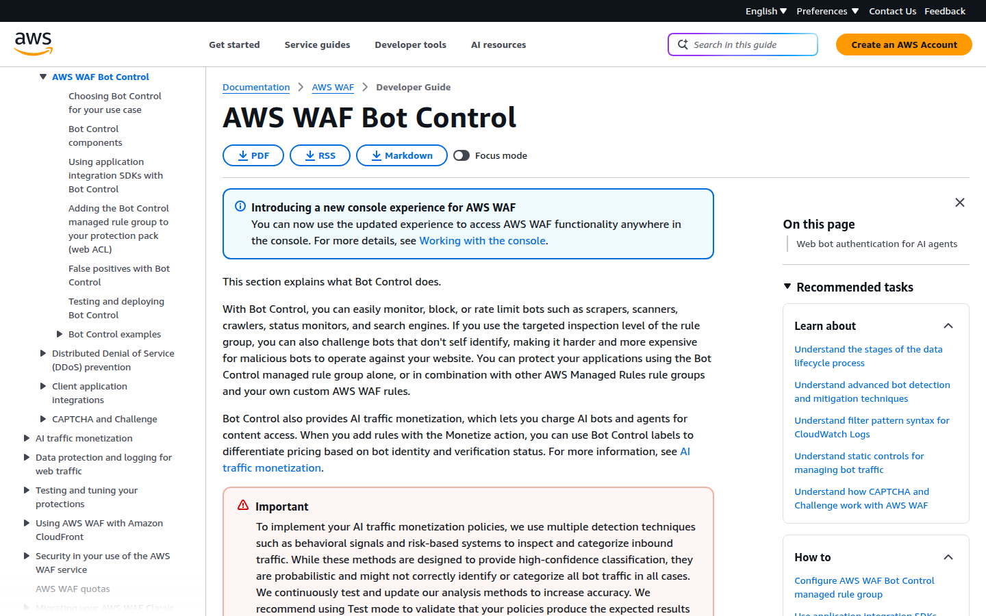 AWS WAF Bot Control