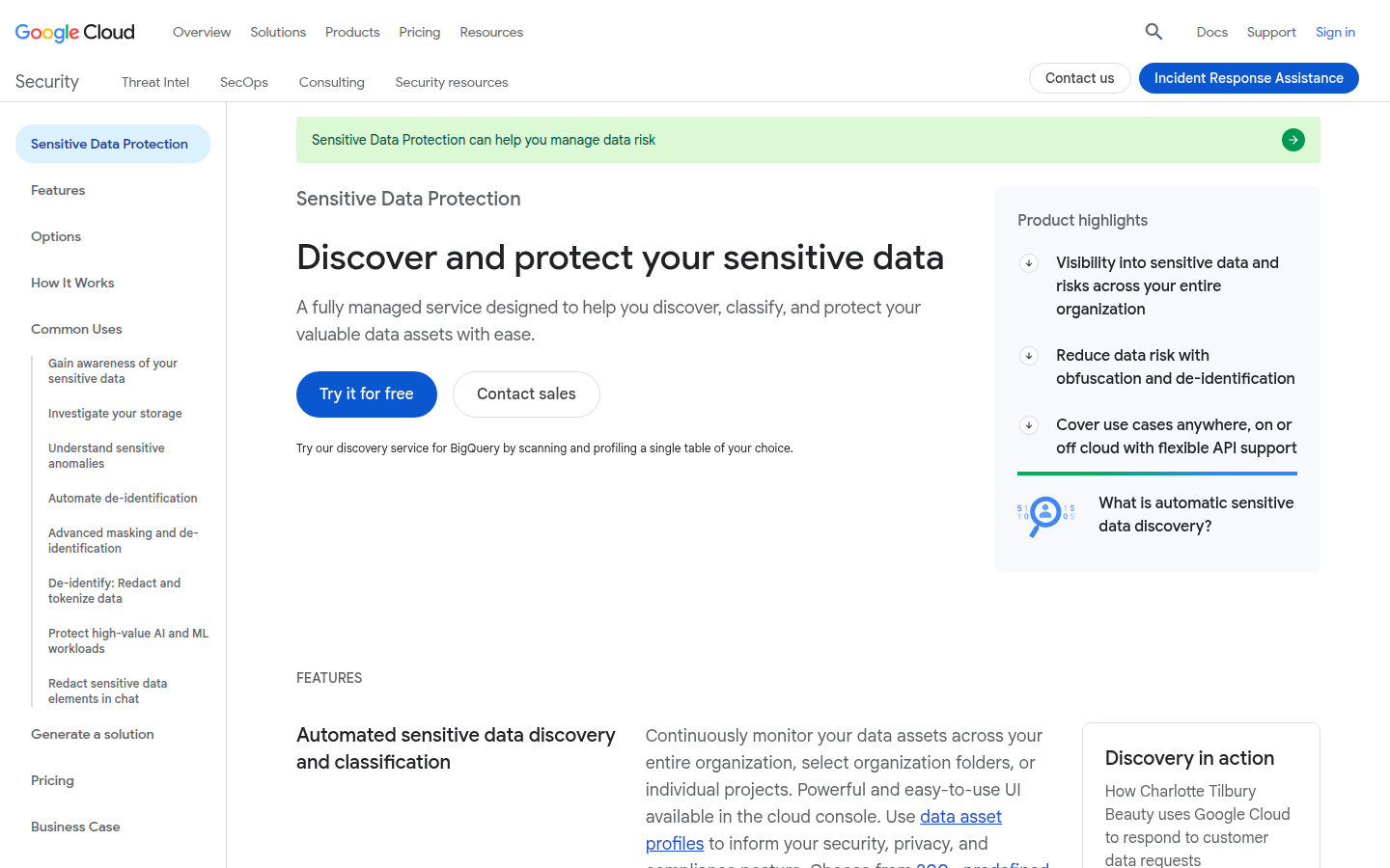 Google Sensitive Data Protection