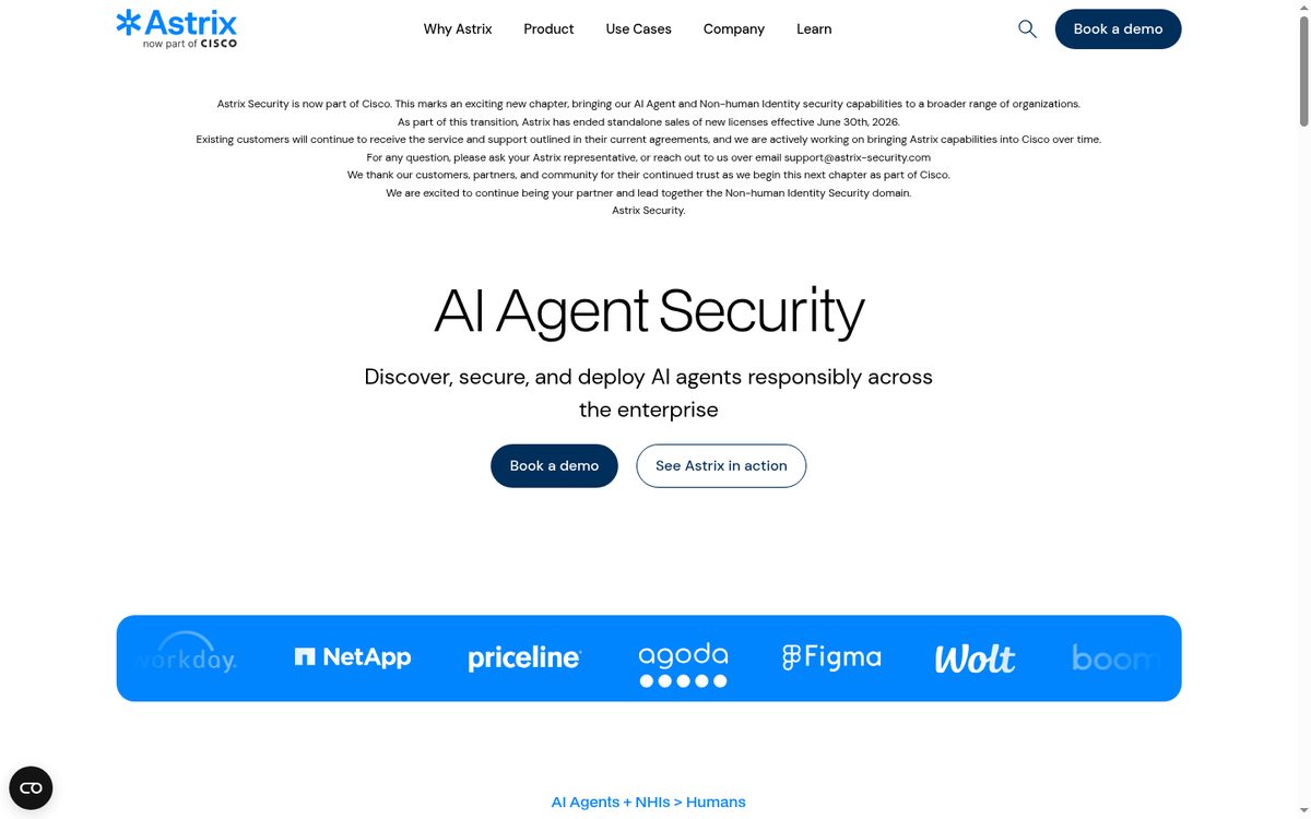 Astrix AI agent and non-human identity security product page