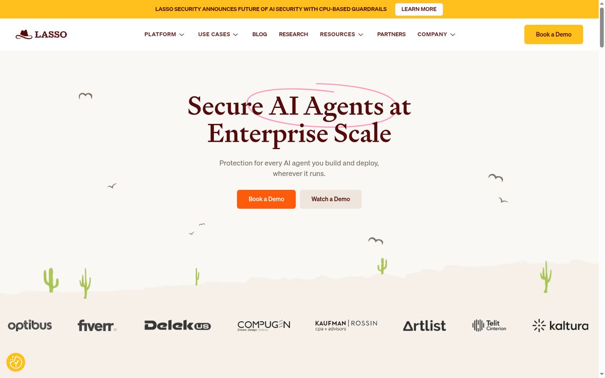 Lasso Security AI agent security platform product page