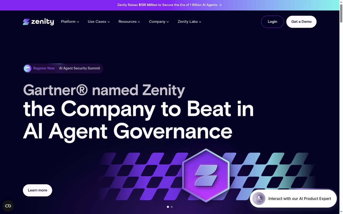 Zenity AI agent security platform product page