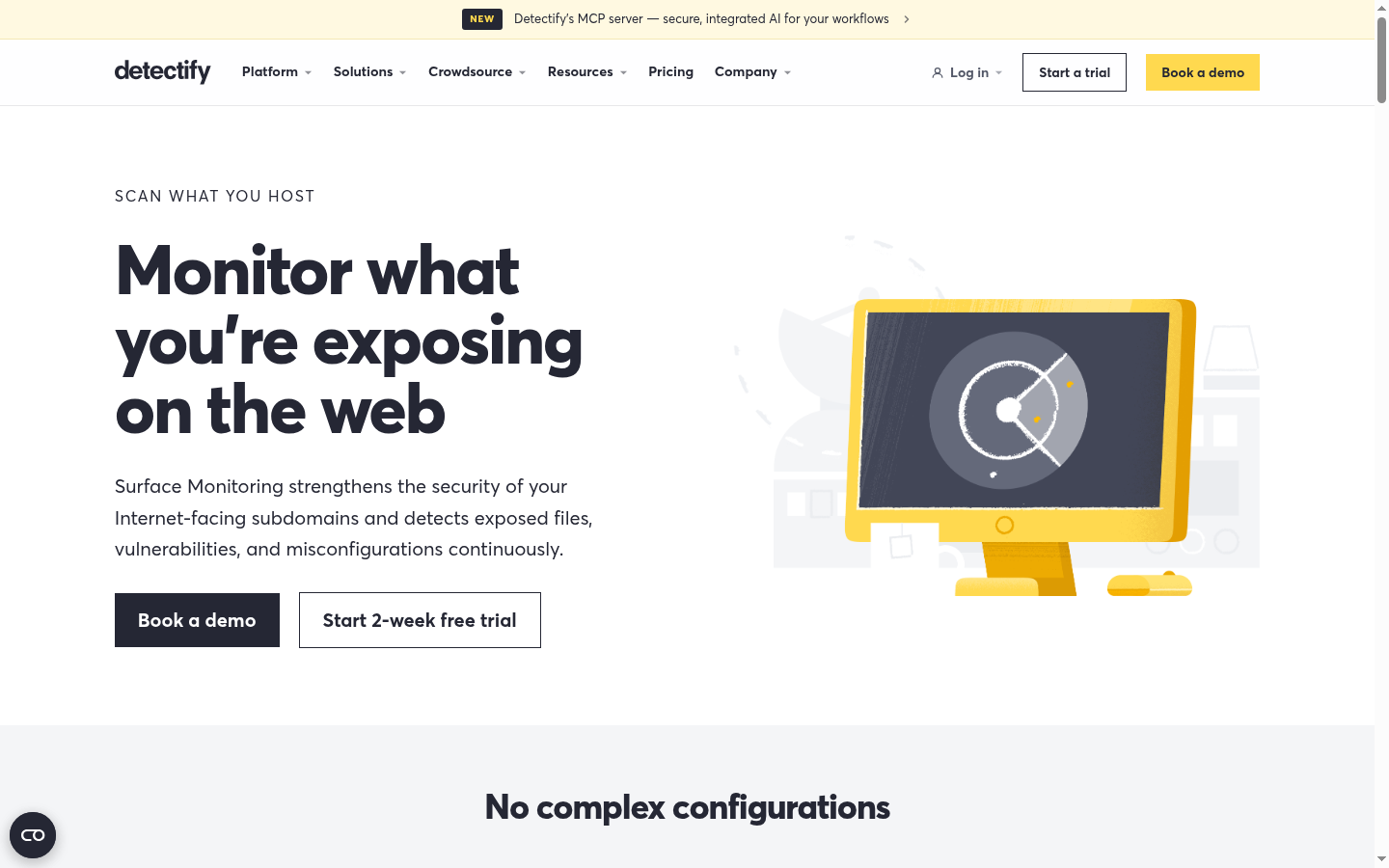 Detectify Surface Monitoring attack surface product page