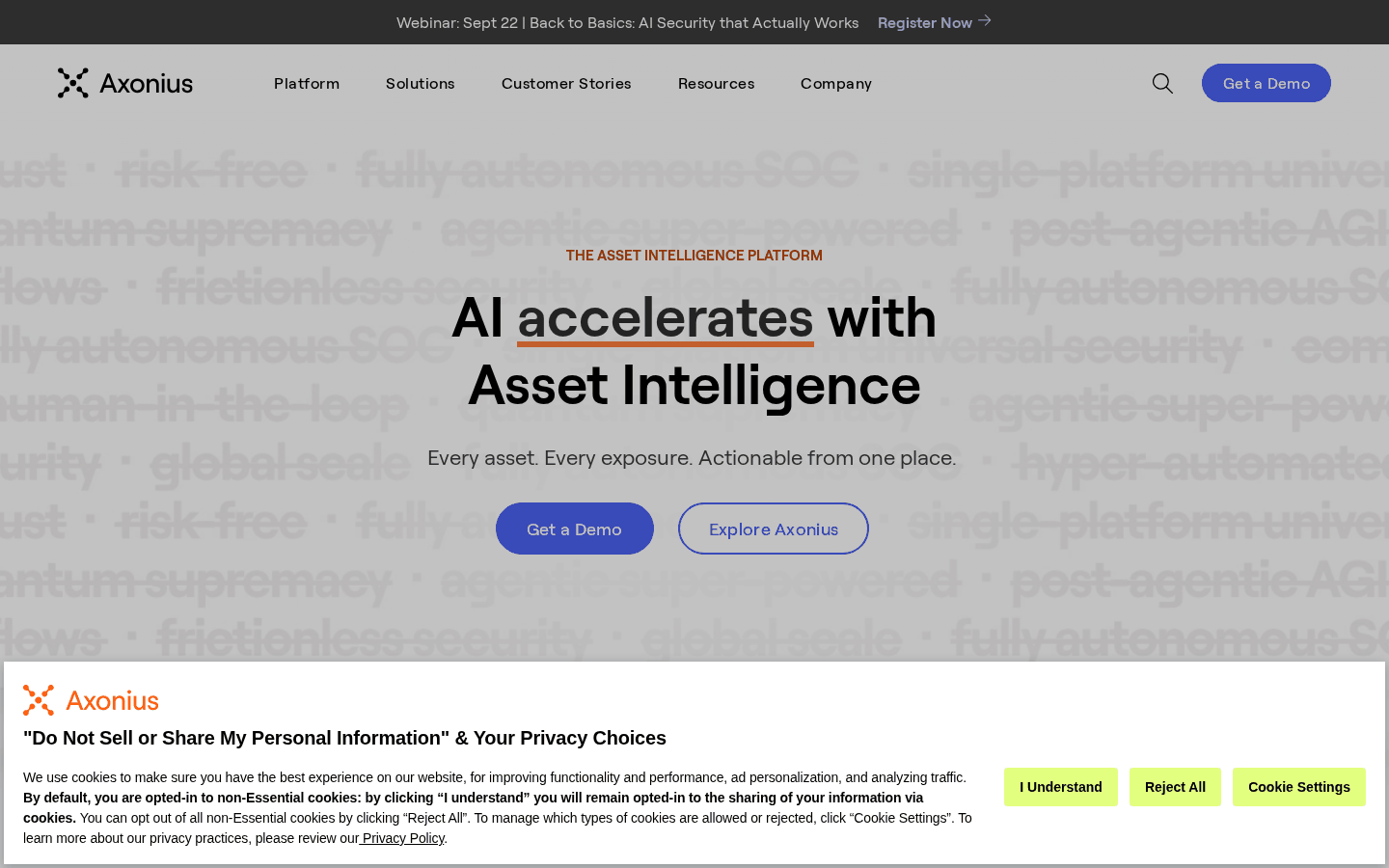 Axonius Asset Cloud platform product site