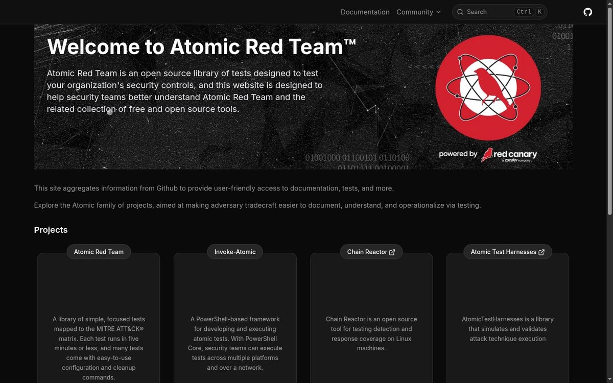 Atomic Red Team open adversary testing project page