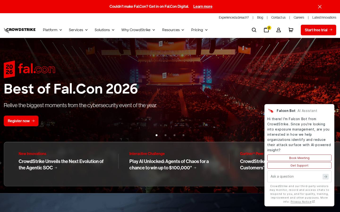 CrowdStrike Falcon Cloud Security platform page