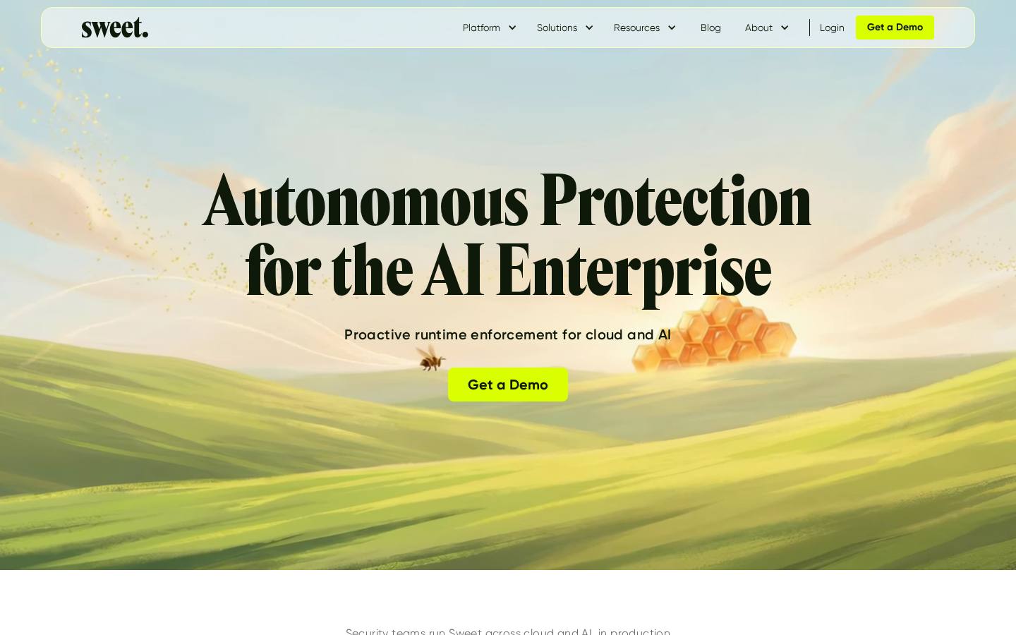 Sweet Security cloud detection and response product page