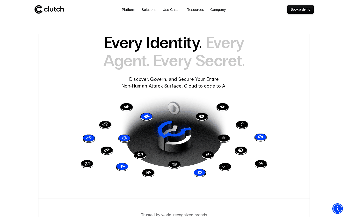 Clutch Security product site for Universal NHI discovery and Identity Lineage