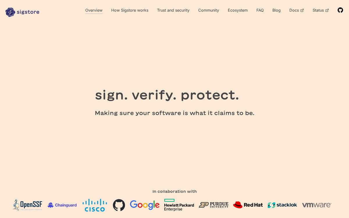 Sigstore Cosign signing project page
