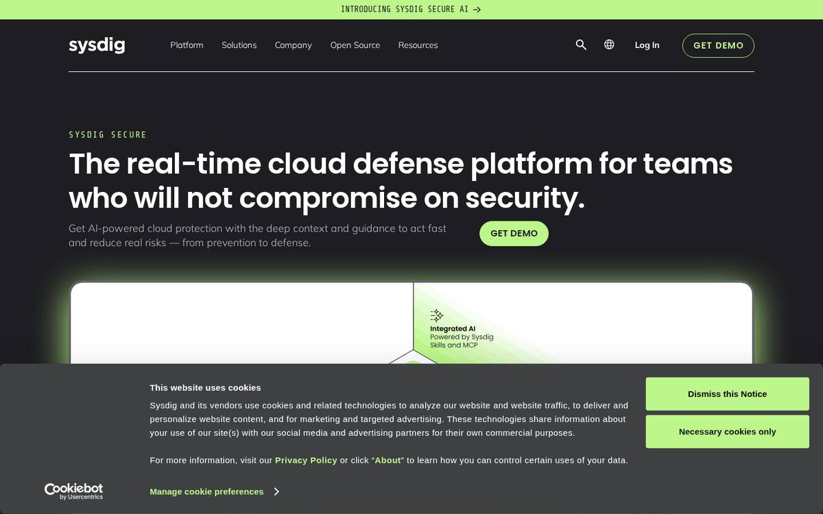 Sysdig Secure runtime security product page