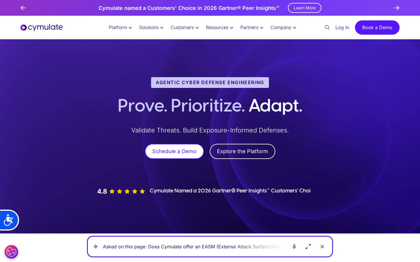 Cymulate exposure management and breach simulation platform page
