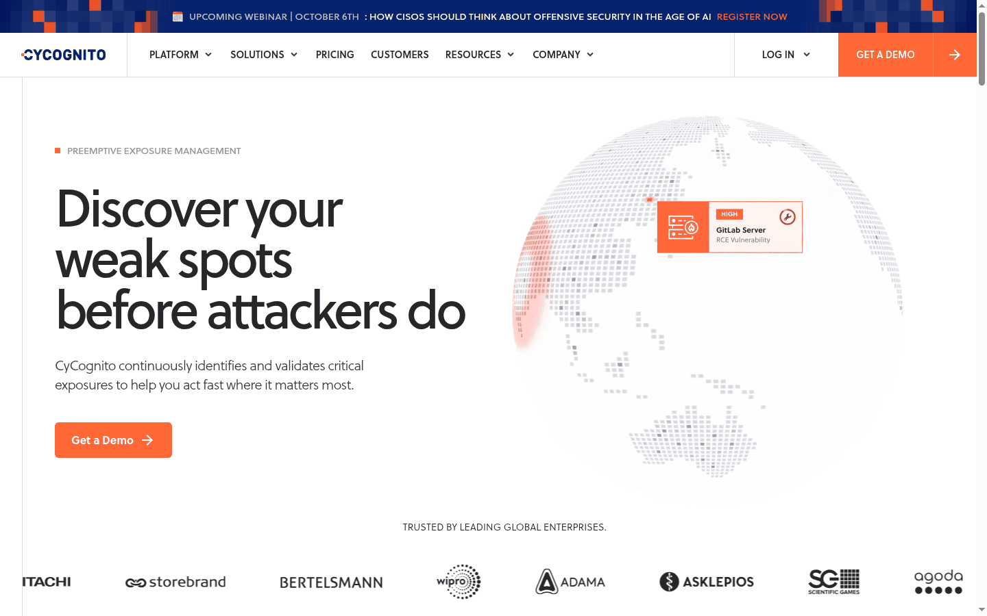 CyCognito product site for seedless external attack surface and exposure management