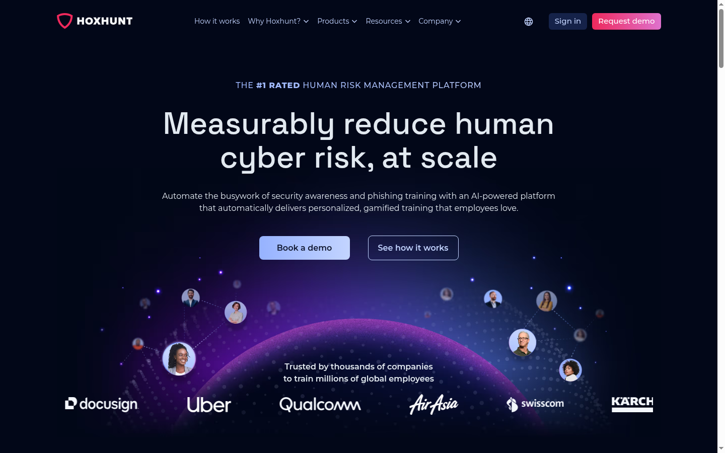 Hoxhunt Human Risk Management Platform hero for adaptive phishing training