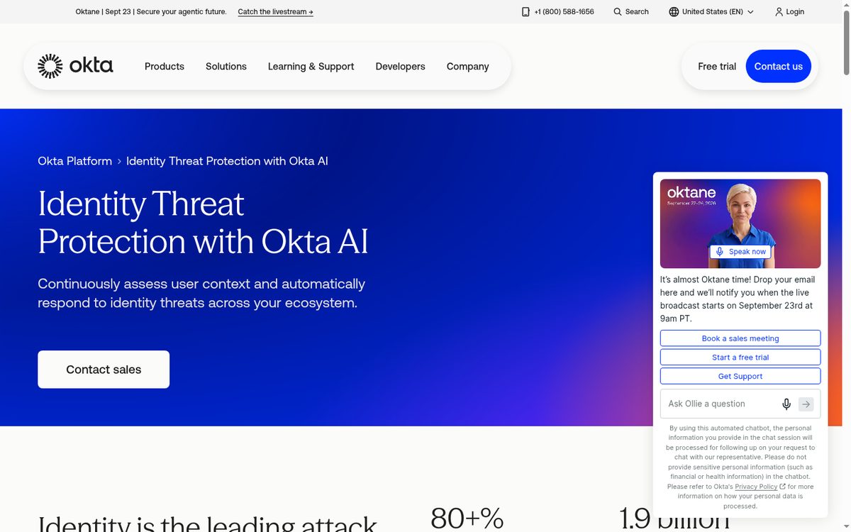 Okta Identity Threat Protection product page