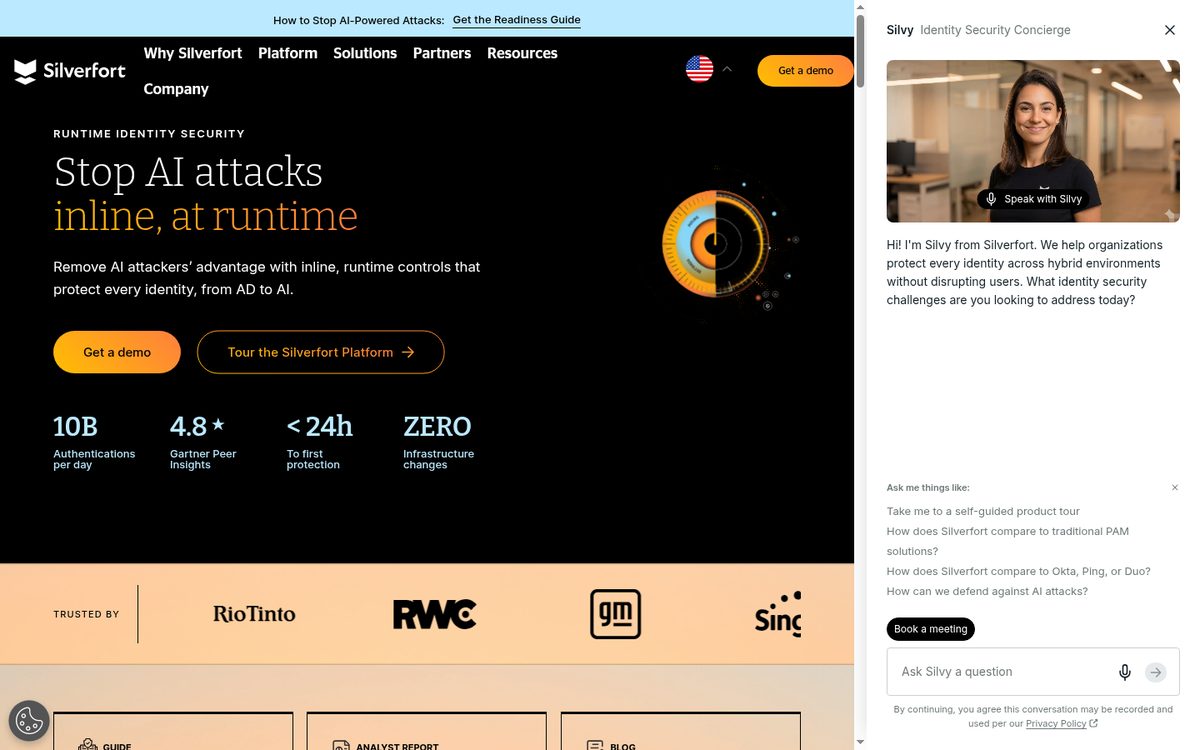 Silverfort unified identity security product page