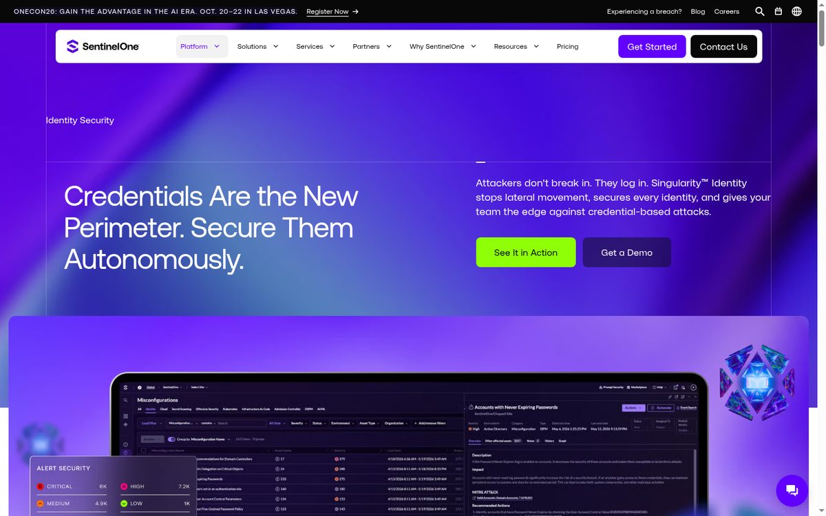 SentinelOne Singularity Identity product page