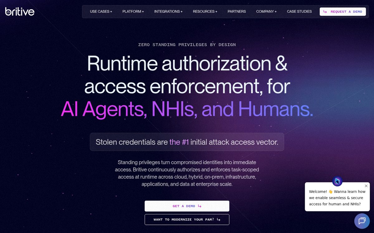 Britive cloud privileged access management product page