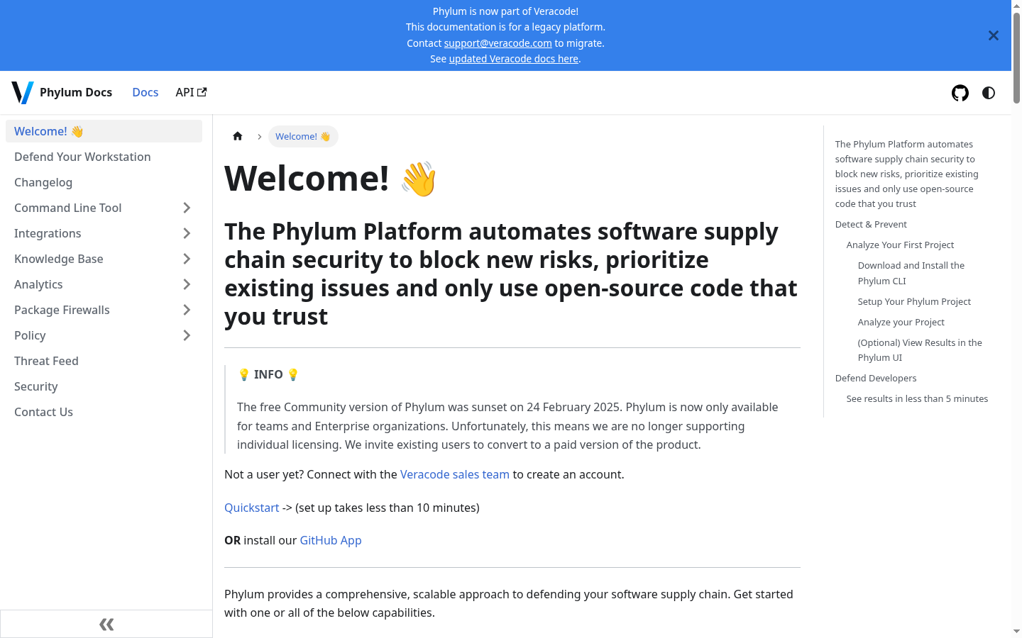 Phylum docs for package firewalls and supply chain analysis