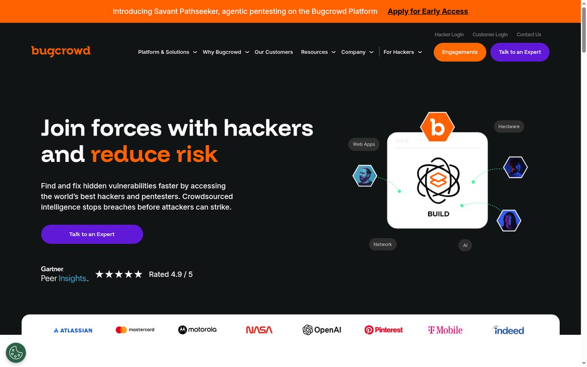 Bugcrowd penetration testing as a service product page