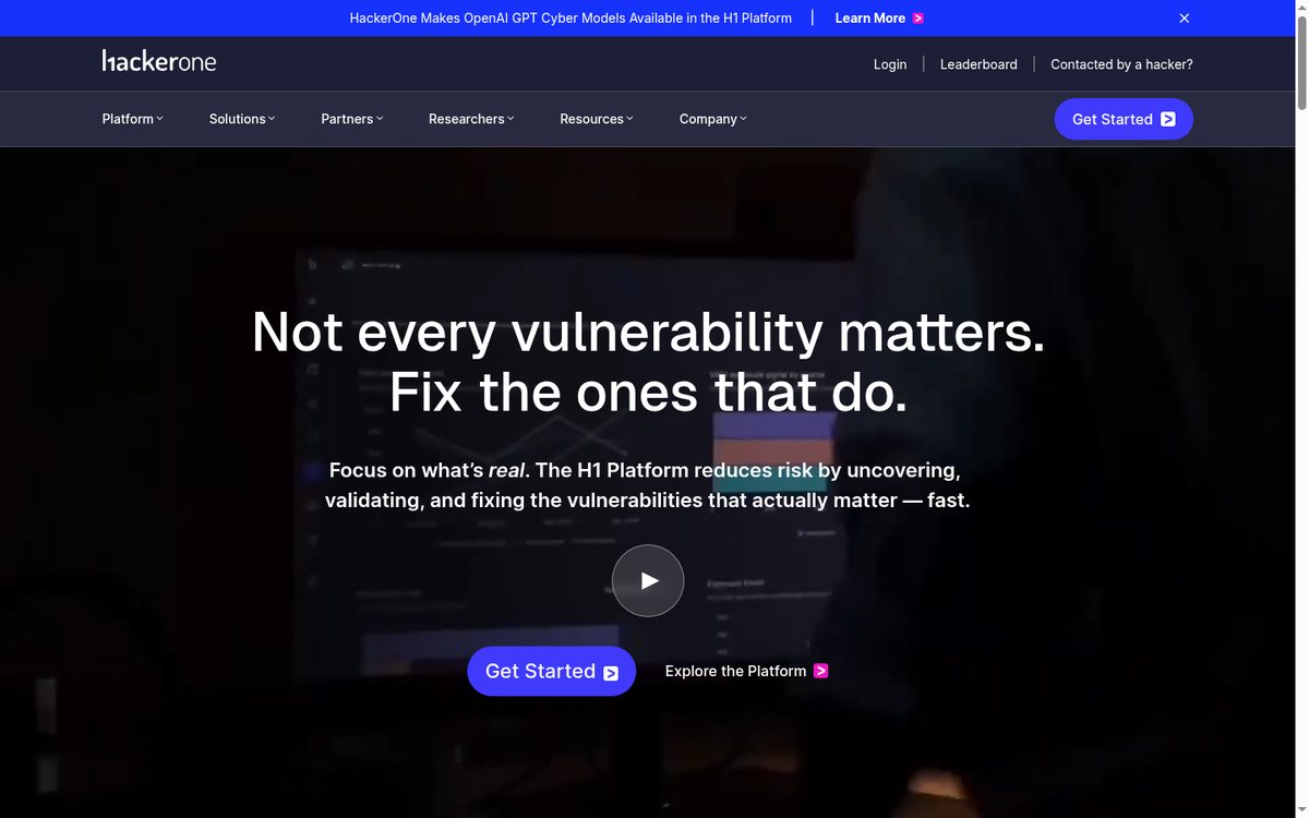 HackerOne pentest-as-a-service and crowdsourced security platform page