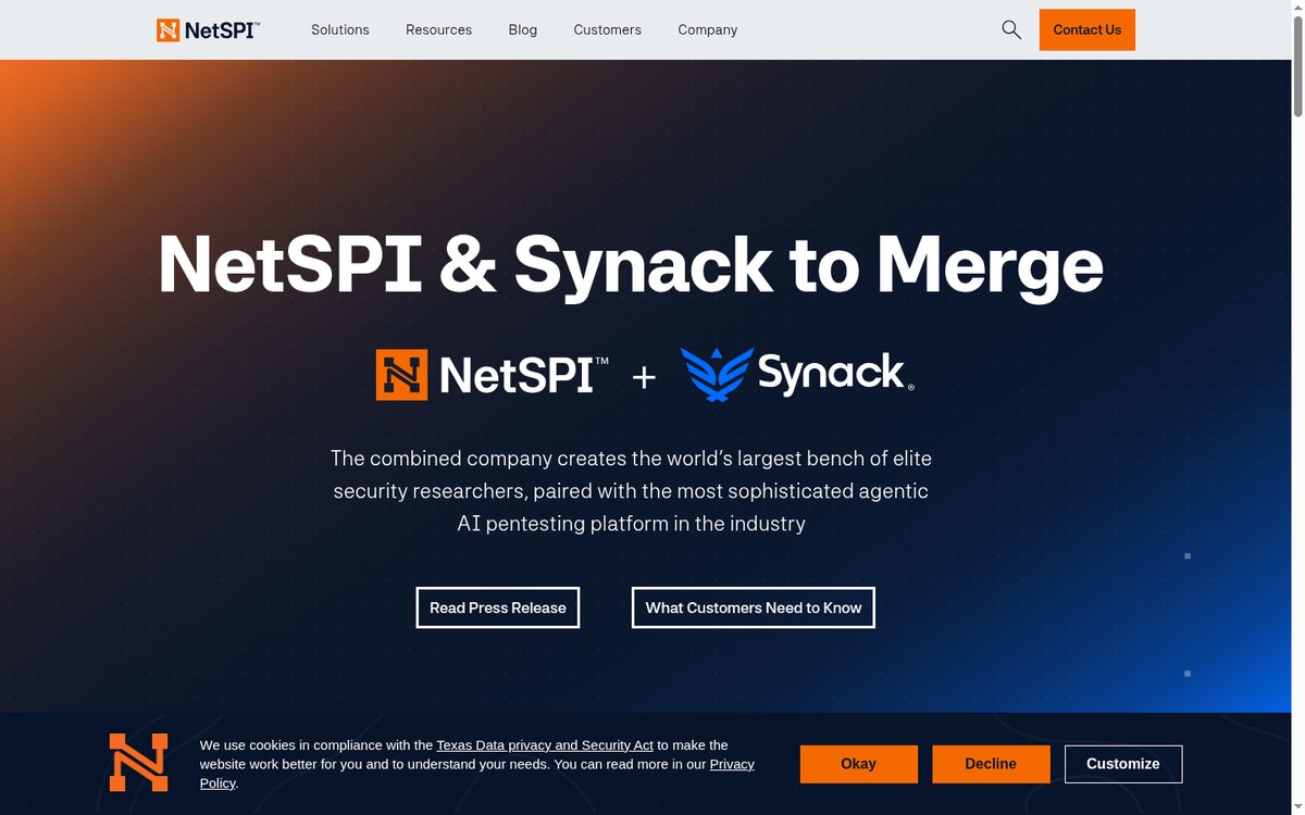 NetSPI penetration testing and offensive security platform page