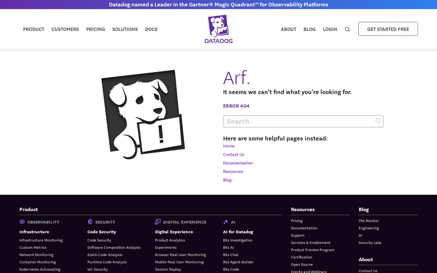 Datadog Application Security monitoring product page