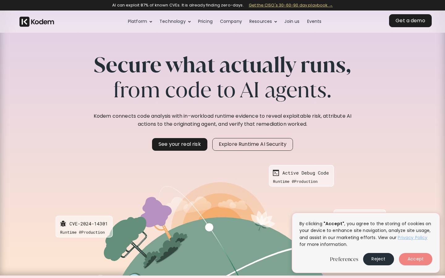 Kodem runtime application security platform page