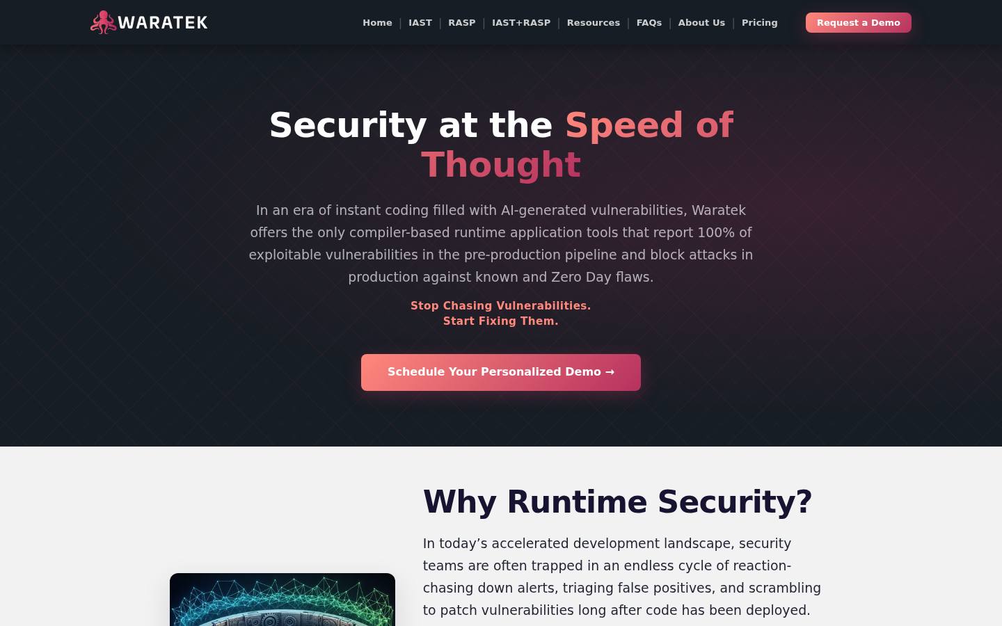 Waratek Java RASP and virtual patching platform page