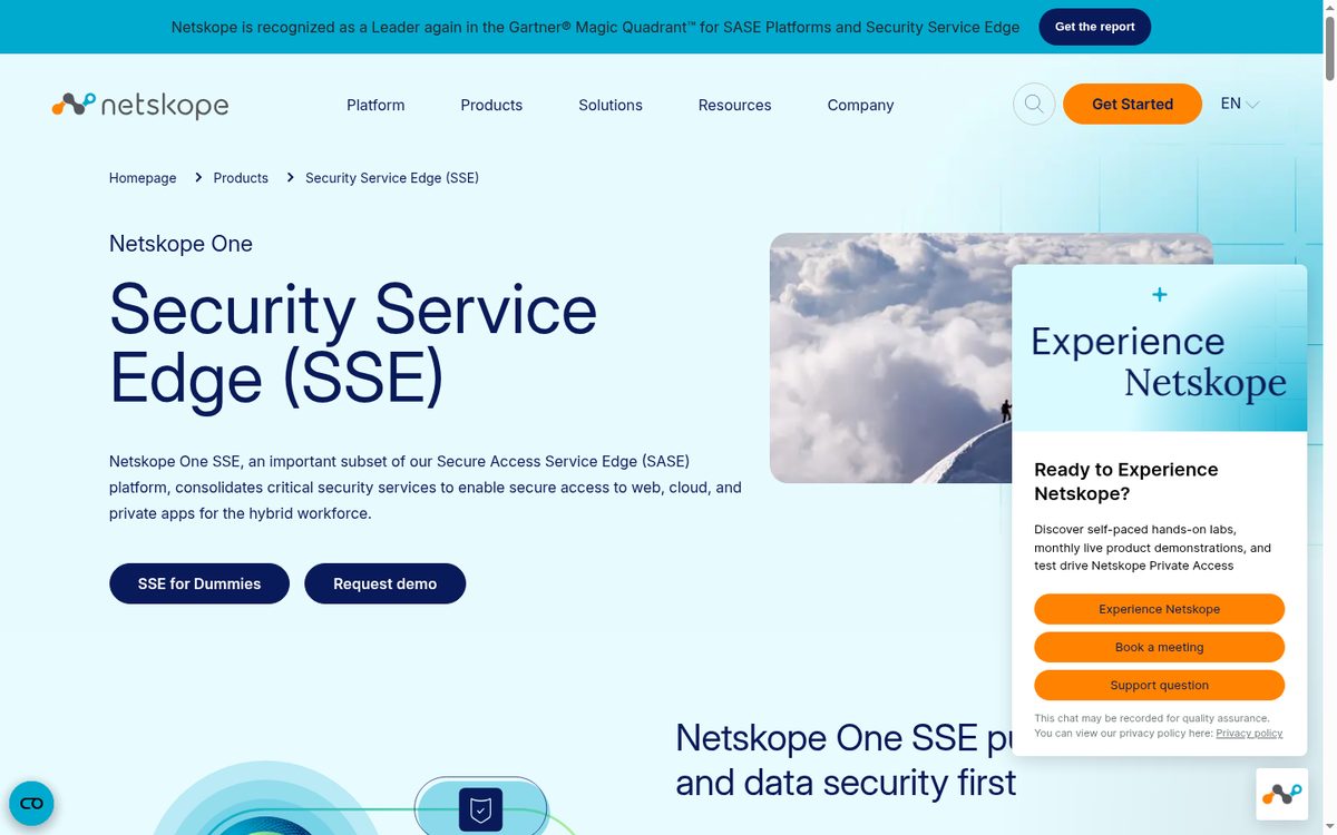 Netskope One Security Service Edge product page