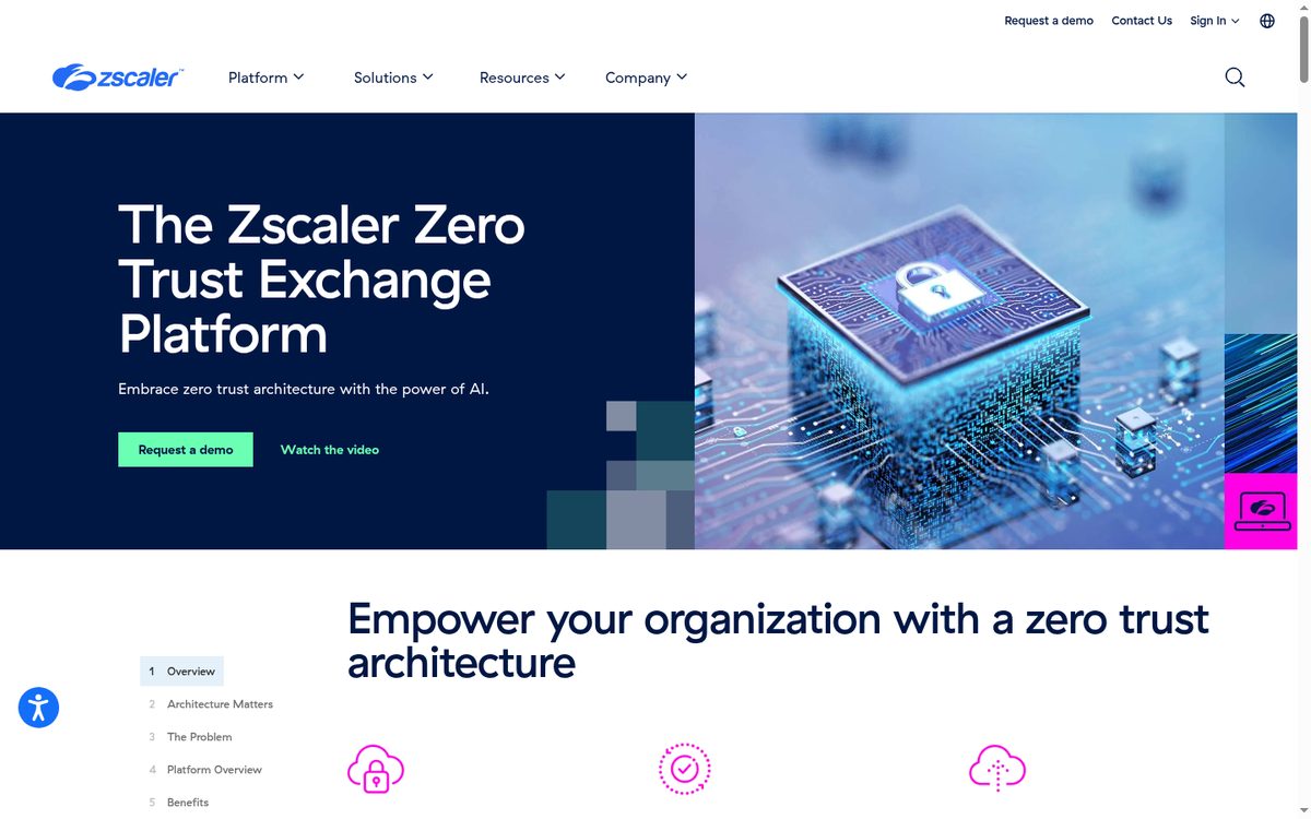 Zscaler Zero Trust Exchange platform page