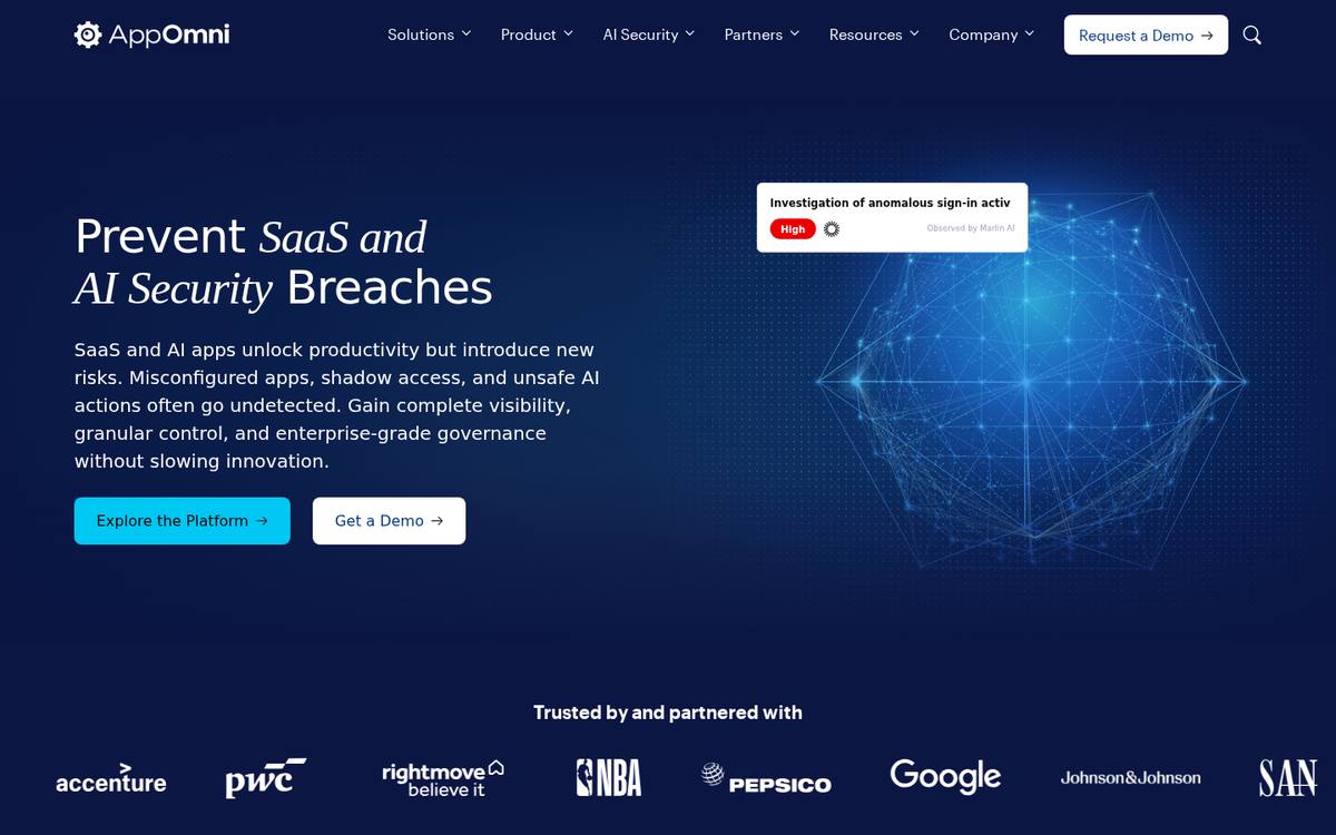 AppOmni SaaS security platform product page