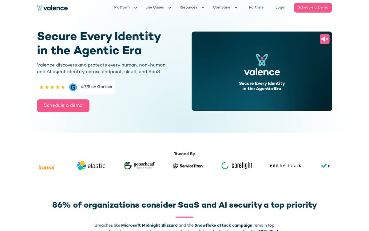 Valence Security SaaS and AI security page