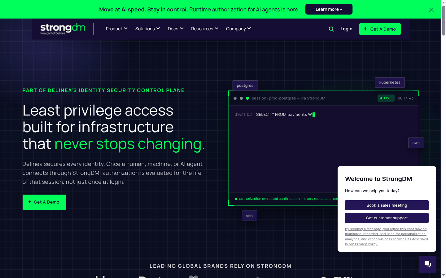 StrongDM just-in-time privileged access platform