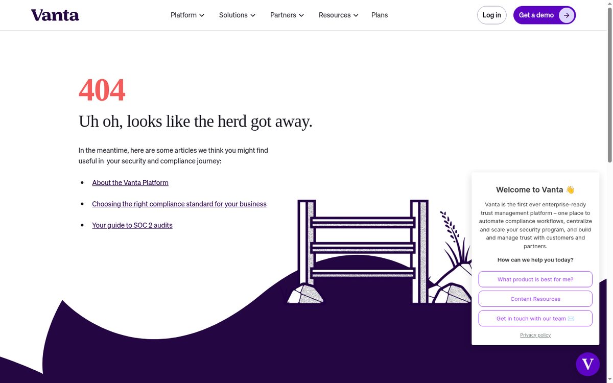 Vanta trust management and trust center product page
