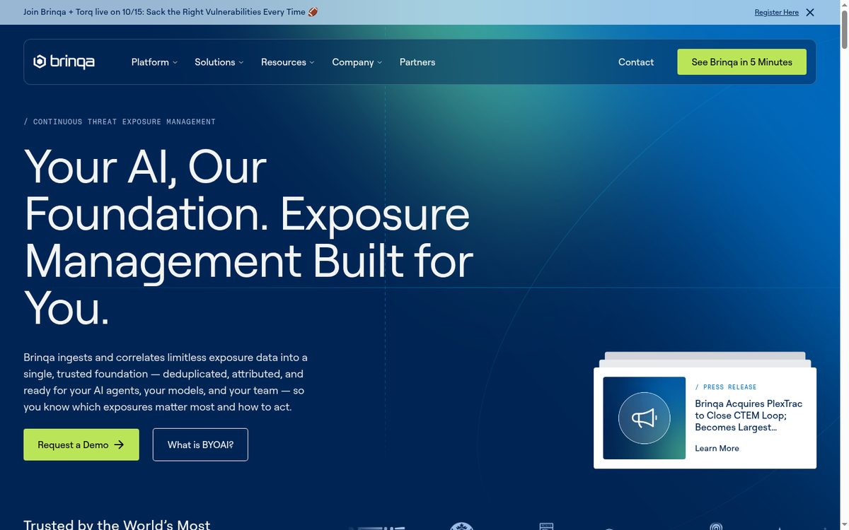 Brinqa unified exposure management platform page