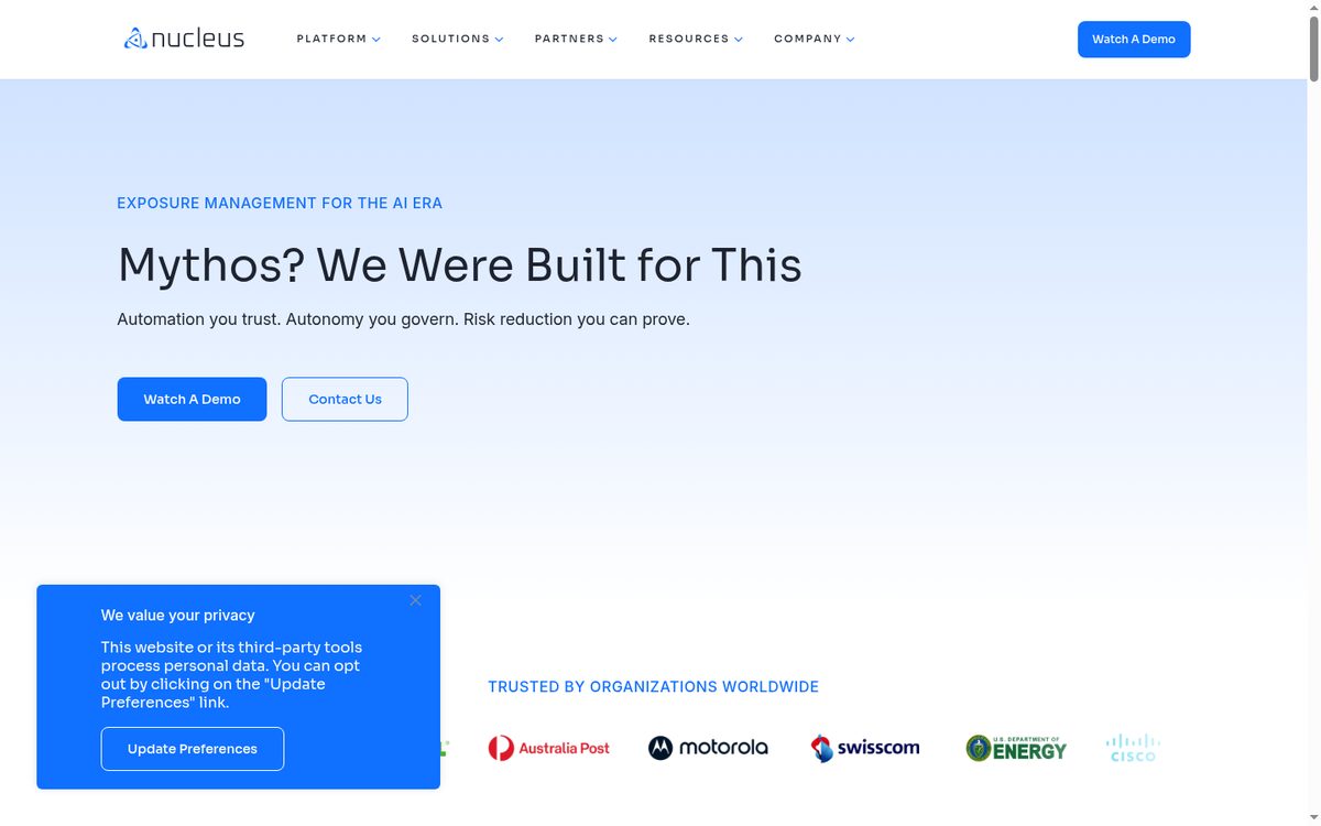 Nucleus vulnerability and exposure management platform page