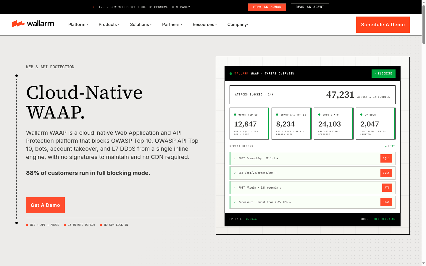 Wallarm cloud-native WAAP and API protection platform