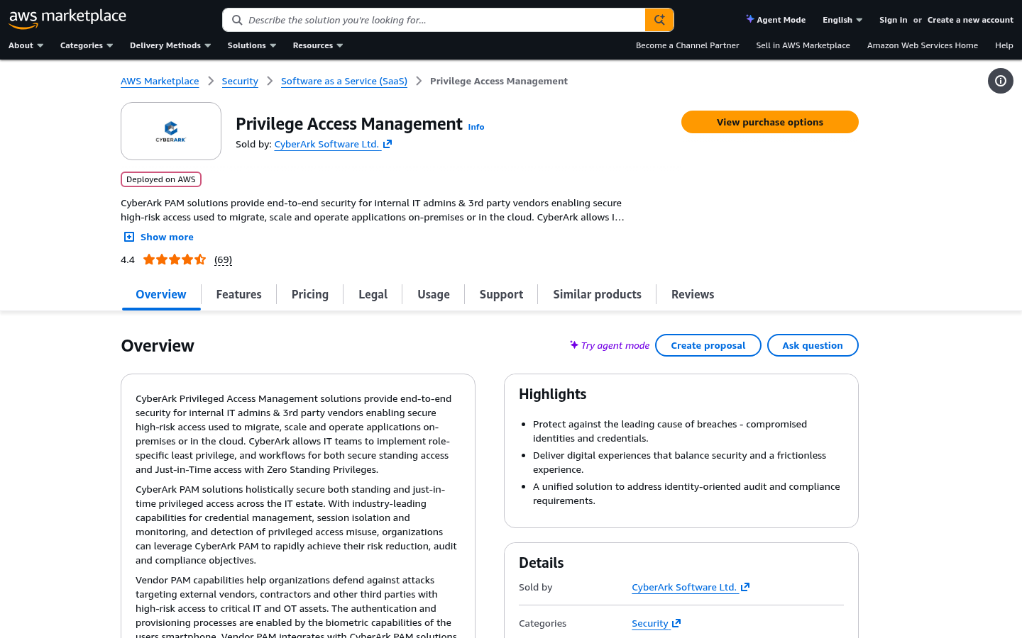 CyberArk Privilege Access Management AWS Marketplace product marketing