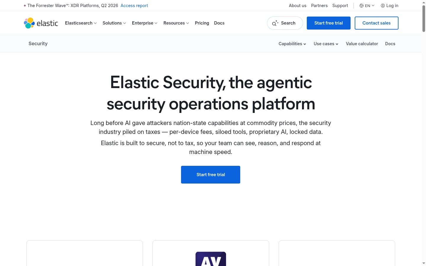 Elastic Security SIEM and agentic security operations product marketing