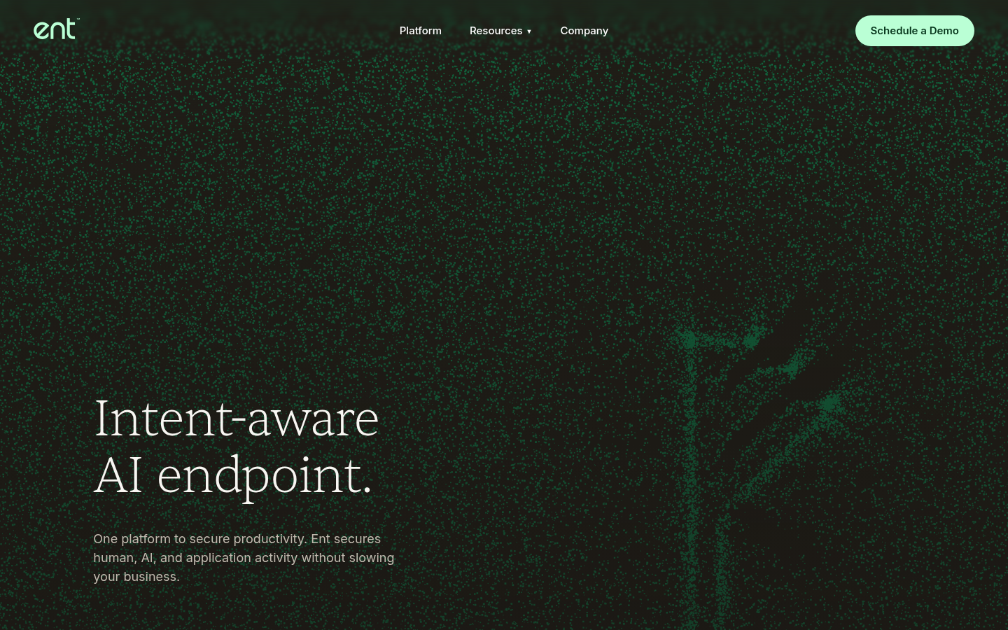 Ent platform page, Intent-aware AI endpoint headline