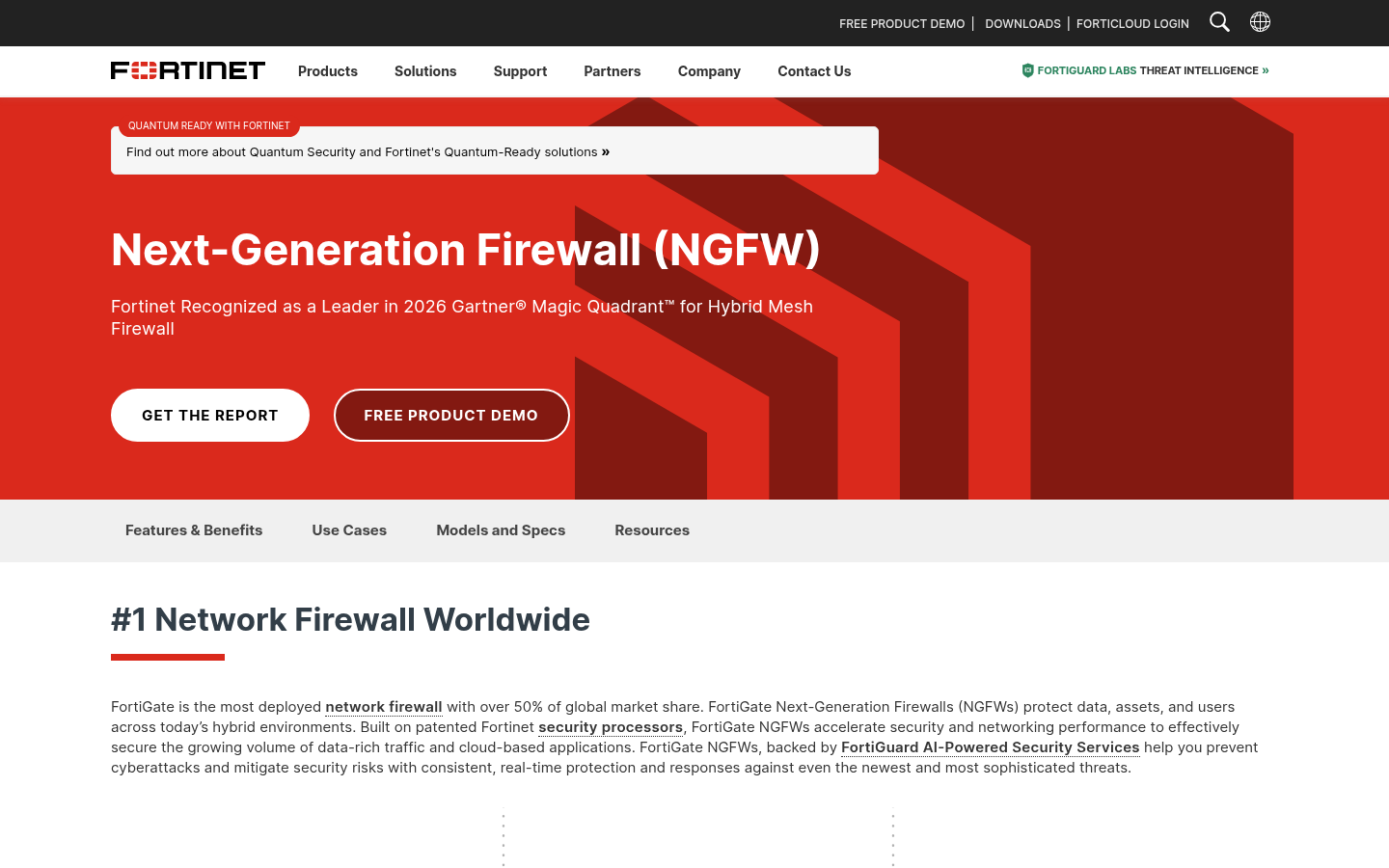 Fortinet FortiGate next-generation firewall product page