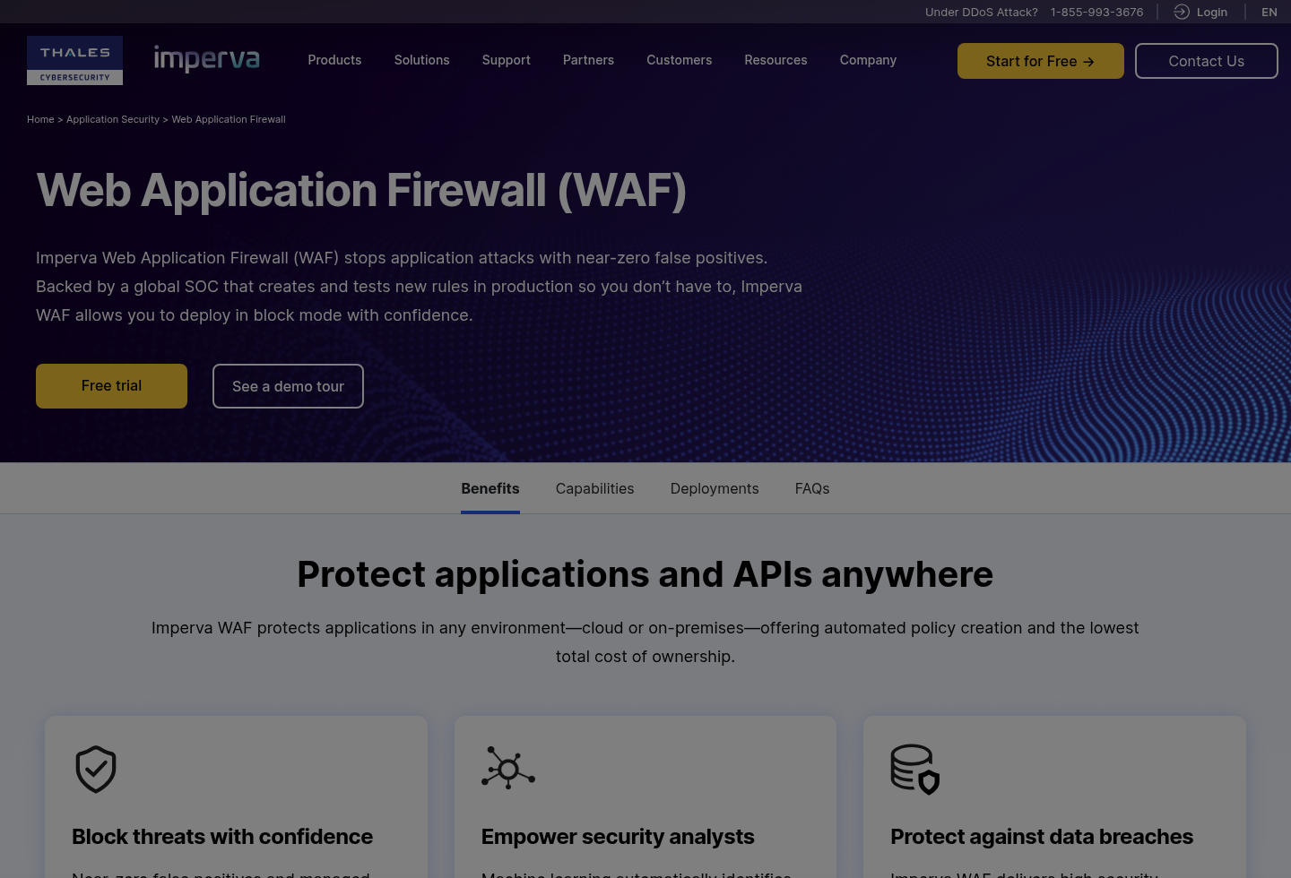 Imperva Cloud WAF product page