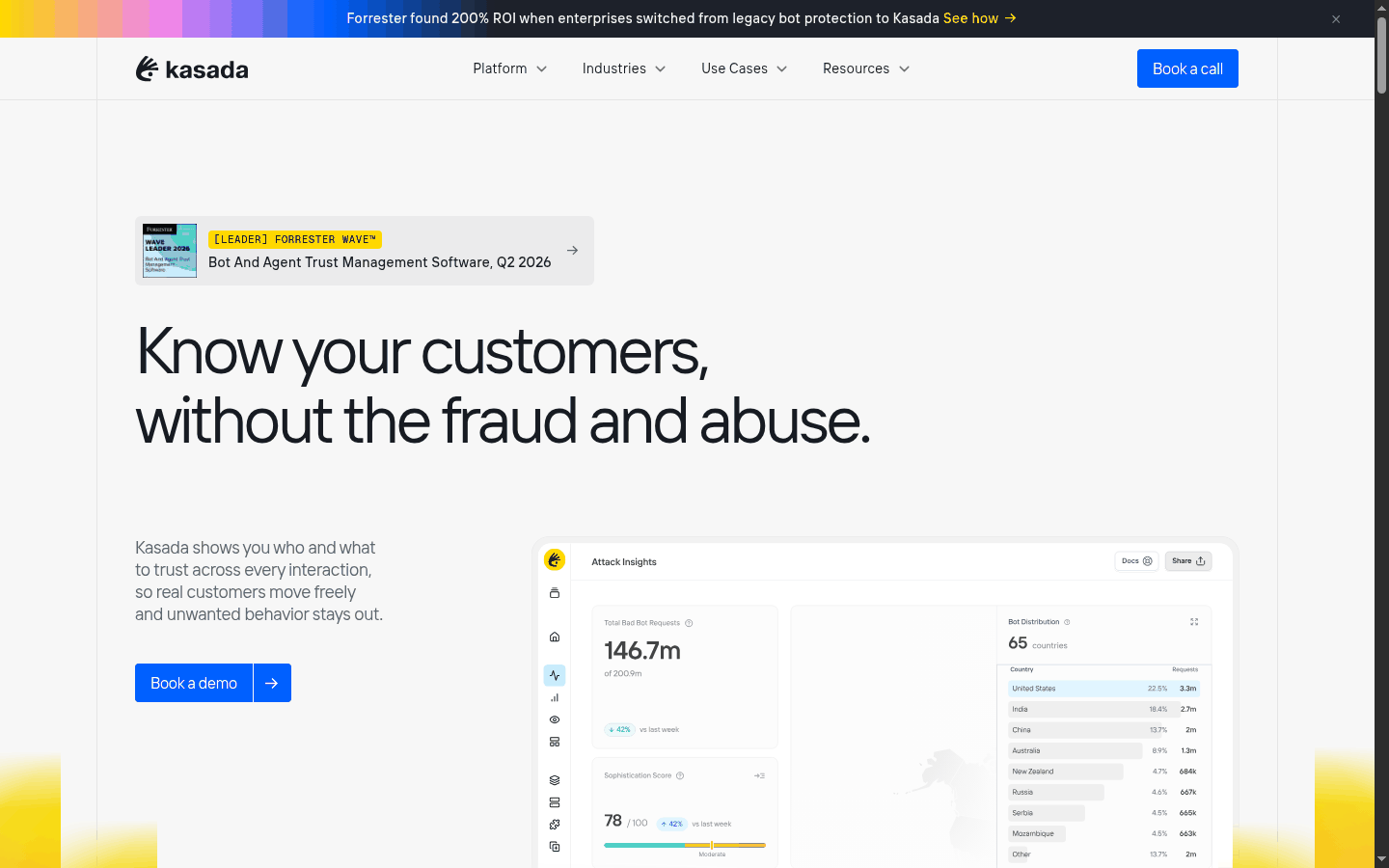 Kasada site lead, Know your customers without the fraud and abuse, with an Attack Insights panel