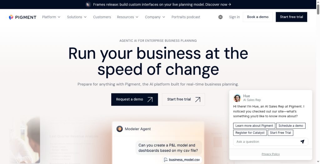 Pigment agentic business planning platform