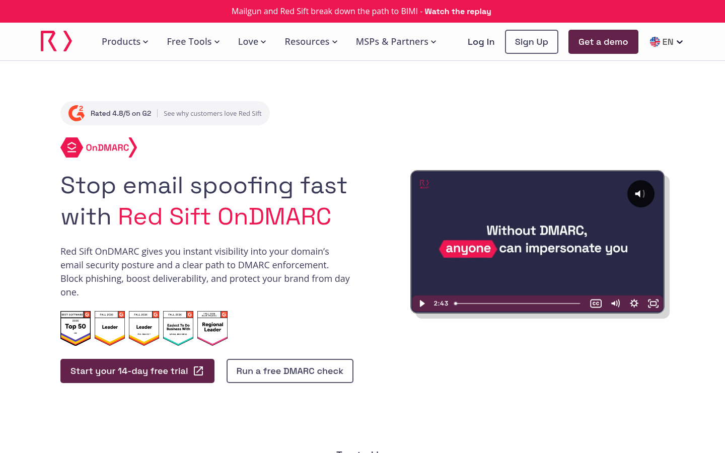 Red Sift OnDMARC product page