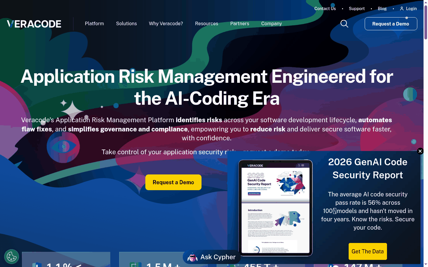 Veracode application risk management platform product page